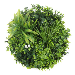 Artificial Green Wall Disc UV Resistant White Flowering Indoor Outdoor Decor