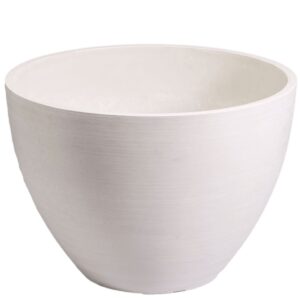 Vintage White Planter Bowl Durable Recycled Material Elegant Garden Decor