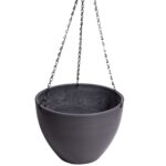 Hanging Plant Pot Durable Recycled Plastic Indoor Outdoor Elegant Grey with Chain