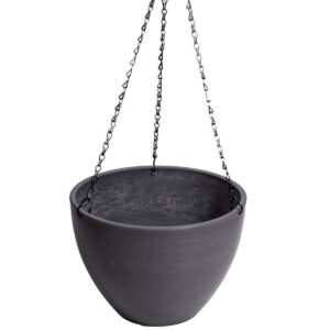 Hanging Plant Pot Durable Recycled Plastic Indoor Outdoor Elegant Grey with Chain