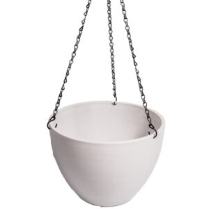 Rustic White Hanging Plant Pot Durable Recycled Plastic Indoor Outdoor Decor