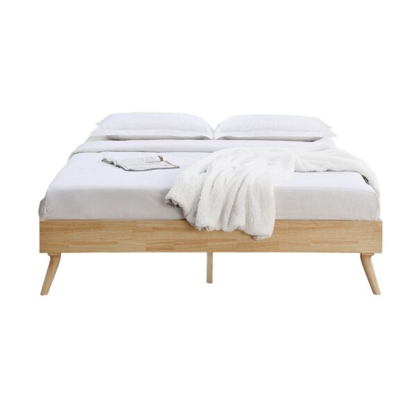 Queen Bed Frame Wooden Slat Scandi Rustic Minimalist Sturdy Balanced Support