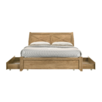 Rustic Chic Wooden Double Bed Frame with Storage and Safety Rounded Edges