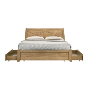 Rustic Chic Wooden Double Bed Frame with Storage and Safety Rounded Edges