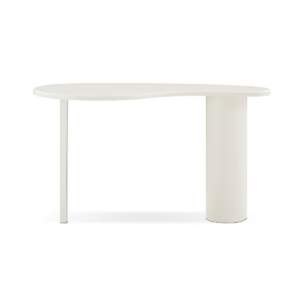 Contemporary White Office Desk Curvilinear Design Versatile Minimalist Feature