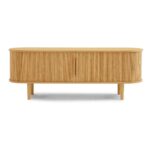 Kate Column Natural Oak TV Stand Curved Shape Durable Scratch Resistant Storage