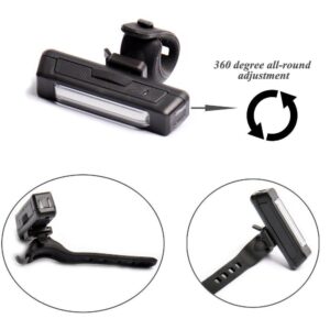 USB Rechargeable LED Bike Light Set Front Rear Tail Wide Beam Silicone Strap