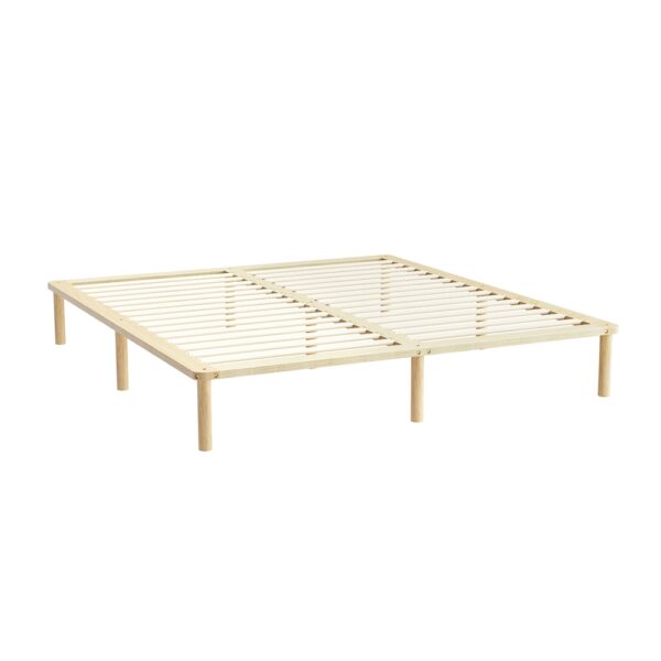 King Size Wooden Bed Frame Mattress Platform Timber Pine Minimalist Sturdy Slatted