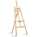 Modern Floor Easel Adjustable Solid Pine Wood Lightweight Sturdy White Oak Finish