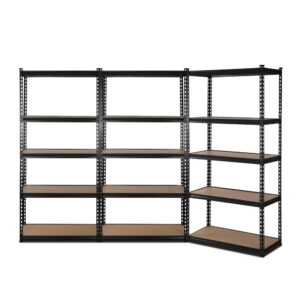 Heavy Duty Steel Shelving Unit Adjustable 5 Tier Garage Storage Rack Matte Black