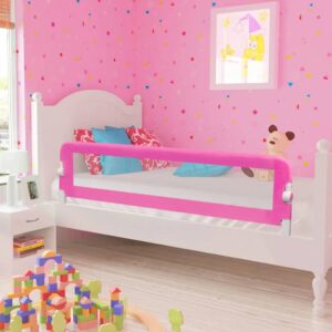 Child Toddler Bed Guard Rail Safety Protection Pink Mesh Foldable Adjustable