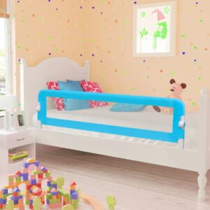 Child Toddler Bed Guard Rail Safety Protection Blue Mesh Foldable Adjustable