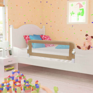 Child Toddler Bed Safety Rail Guard Portable Folding Mesh Barrier Taupe