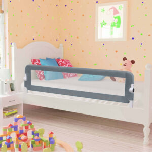 Grey Toddler Bed Rail Safety Guard Foldable Child Sleep Protection Mesh Polyester