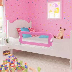 Toddler Safety Bed Rail Pink Polyester Guard for Kids Sleep Protection Mesh Side