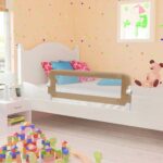 Child Toddler Bed Guard Rail Safety Protection Foldable Mesh Polyester Taupe