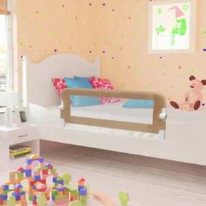 Child Toddler Bed Guard Rail Safety Protection Foldable Mesh Polyester Taupe