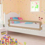 Child Toddler Bed Guard Rail Safety Protection Foldable Mesh Polyester Taupe