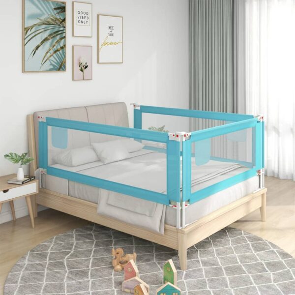 Blue Toddler Bed Guard Rail Safety Sleep Protection Adjustable Height Easy Clean