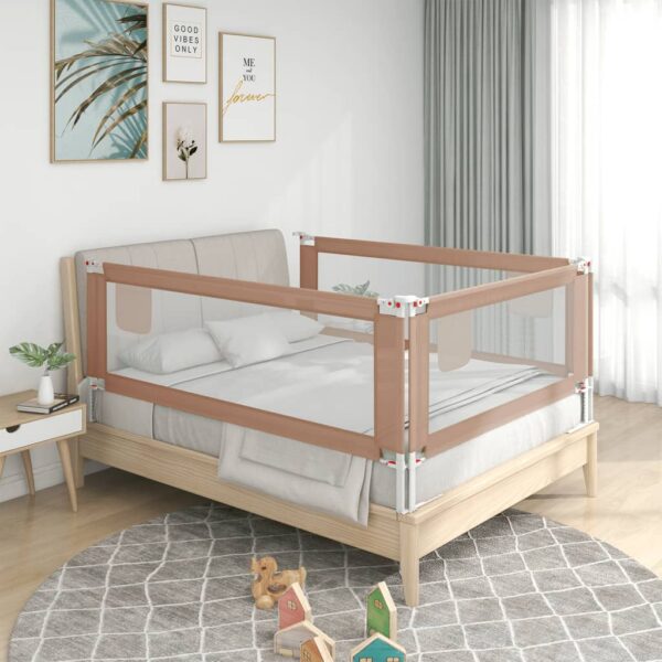 Child Toddler Safety Bed Rail Guard Adjustable Height Sleep Protector Taupe Mesh