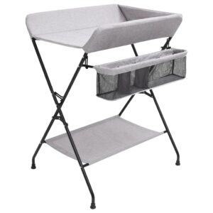 Portable Baby Diaper Changing Station with Storage Compartments Light Grey