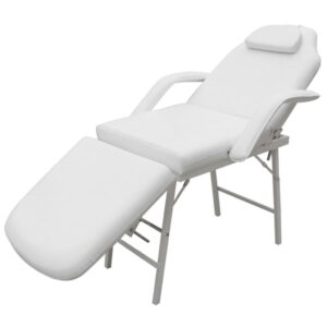 Adjustable White Faux Leather Portable Massage Facial Chair Foldable with Bag