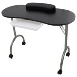 Portable Folding Manicure Nail Table Professional Salon Station with Drawer Black