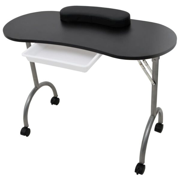 Portable Folding Manicure Nail Table Professional Salon Station with Drawer Black