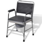 Adjustable Comfort Medical Bedside Toilet Chair Padded Backrest Safety Commode