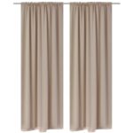 2 pcs Cream Slot-Headed Blackout Curtains 135 x 245 cm