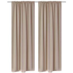 2 pcs Cream Slot-Headed Blackout Curtains 135 x 245 cm