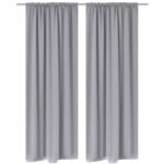 Elegant Grey Blackout Curtains Slot-Headed Light Blocking Drapes with Tiebacks