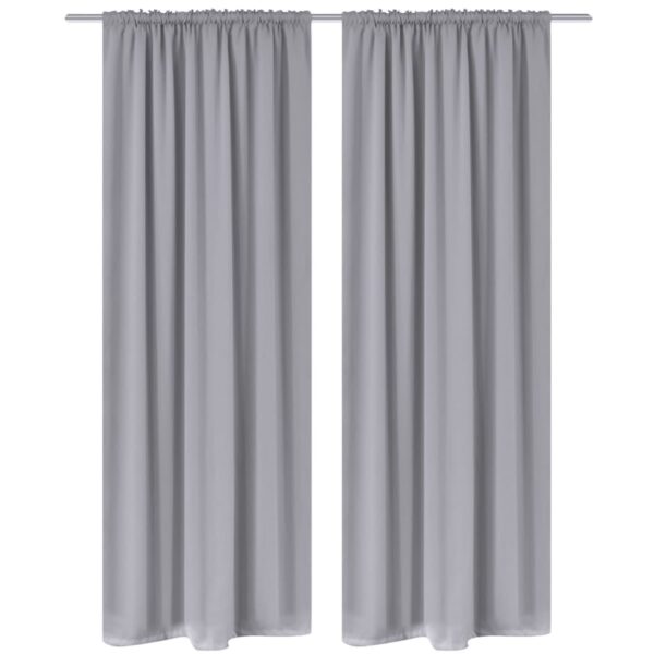 Elegant Grey Blackout Curtains Slot-Headed Light Blocking Drapes with Tiebacks