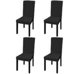 Stretchable Black Chair Covers Set Soft Wrinkle-Resistant for Event Home Hotel