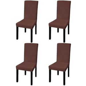 Stretchable Soft Chair Covers Set of Four Washable Brown Slipcovers Elegant