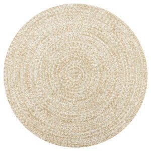 Handmade Rug Jute White and Natural 90 cm