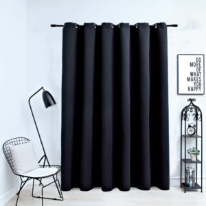 Elegant Blackout Curtain Black Polyester Privacy Light Blocking Easy Hang