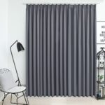 Elegant Grey Blackout Curtain Privacy Light Blocking Drapes with Hooks Polyester