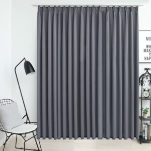 Elegant Grey Blackout Curtain Privacy Light Blocking Drapes with Hooks Polyester