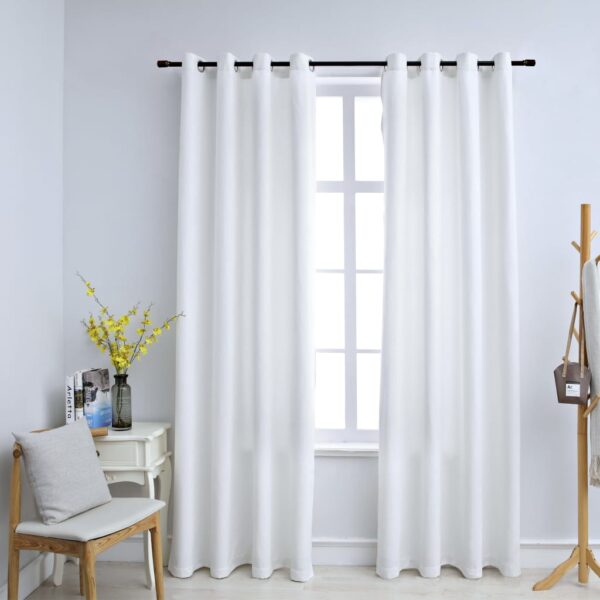 Elegant Off White Blackout Curtains Suede Touch Privacy Drapes with Metal Rings