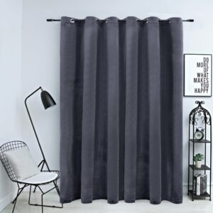 Blackout Curtain with Metal Rings Velvet Anthracite 290x245 cm