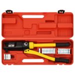 Hydraulic Crimping Tool Cable Lug Crimper Hex Die Set Rotating Head Case Included