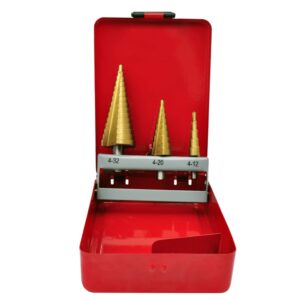 High-Speed Steel Step Drill Bit Set Titanium Nitride Coated Heat Resistant