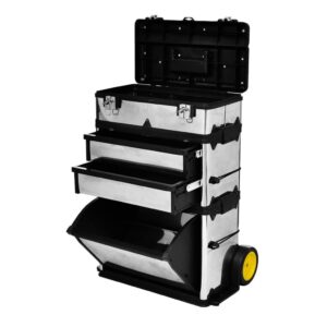 Mobile Workshop Rolling Tool Chest Organizer with Drawers and Telescopic Handle