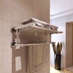 Modern Wall Mounted Stainless Steel Towel Rack with Six Tubes and Top Shelf