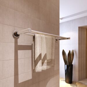 Wall Mounted Stainless Steel Towel Holder Dual Bar Bathroom Rack Organizer