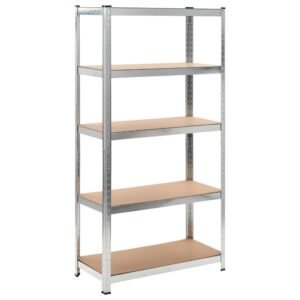 Adjustable Heavy Duty Storage Rack Metal Wood Shelving Unit Organizer Silver