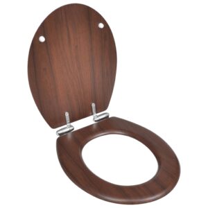 Soft Close MDF Toilet Seat Universal Fit Durable Quiet Hinges Easy Install Brown