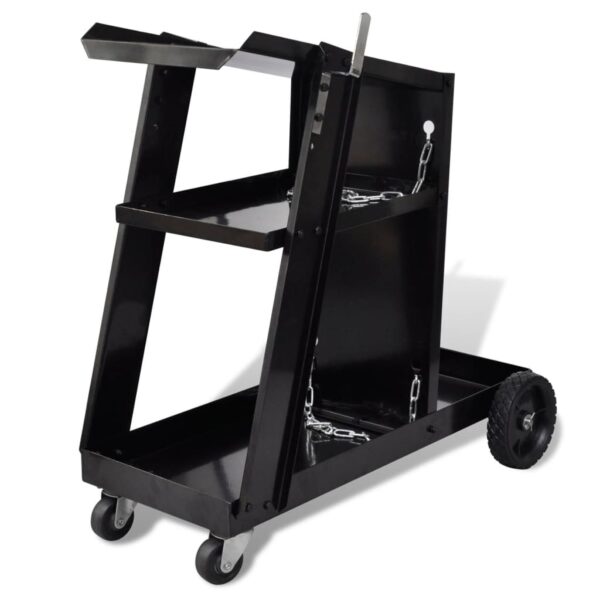 Heavy Duty Welding Cart Trolley Workshop Organizer with Three Shelves Black Steel