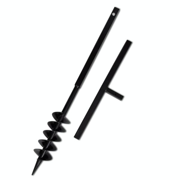 Heavy Duty Steel Ground Drill Auger Bit with Double Spiral Handle Black Garden